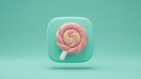 whimsical lollipop design: a colorful swirl of pink and yellow on a mint green background capturing playfulness and sweet delights perfect for culinary creations