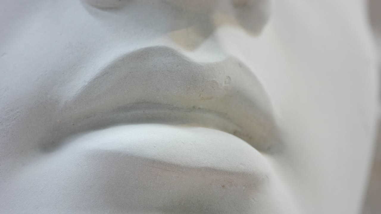 Close-up of a Plaster Cast of Human Lips