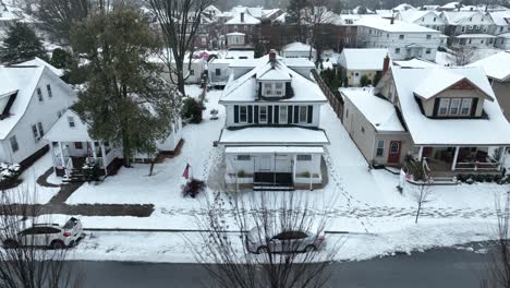 american residential area at winter snow