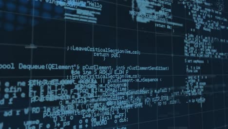 animation of data processing over grid and dna helix green grid