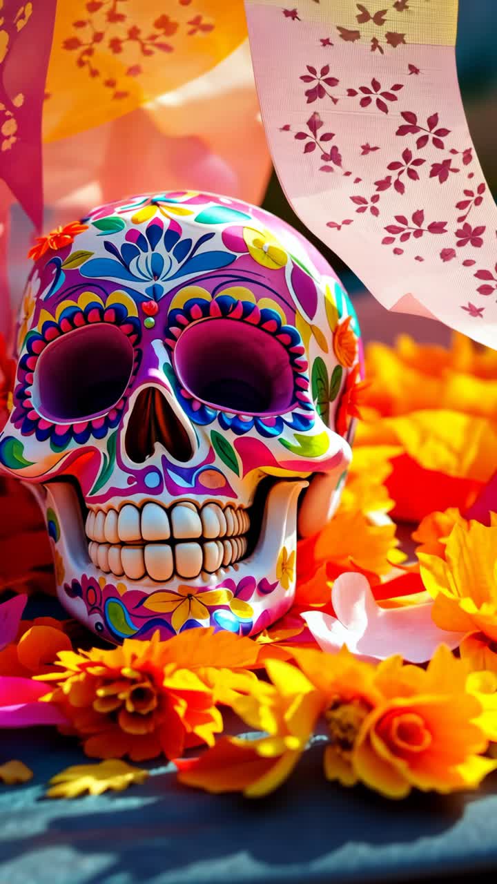 decoración de cráneo de azúcar colorido para el día de los muertos