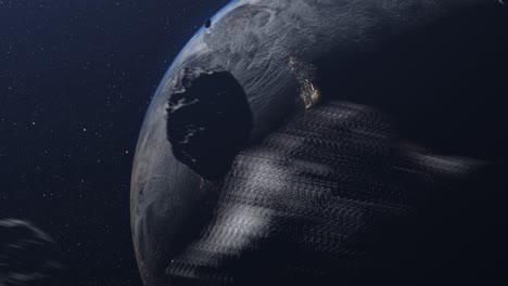 earth in space with asteroids