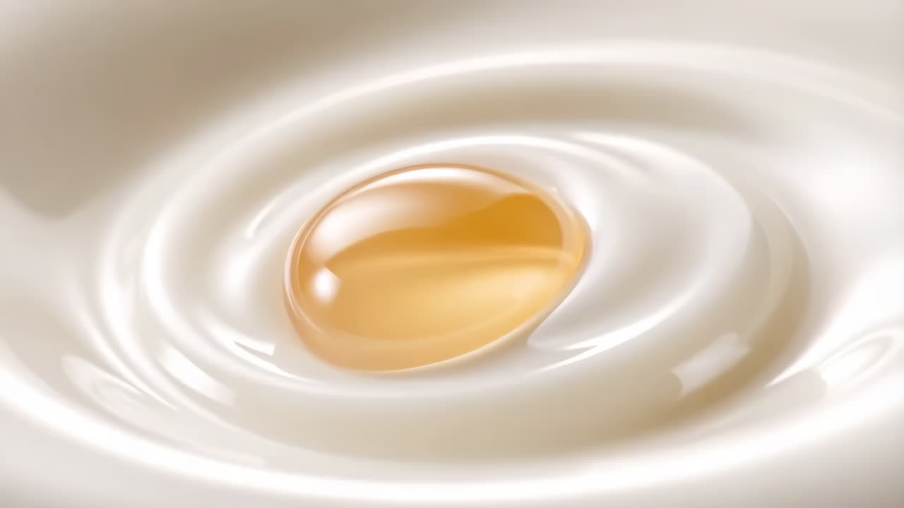 Golden Droplet on Creamy White Surface