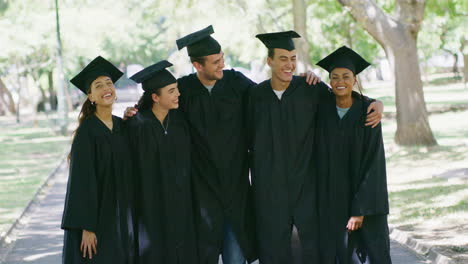 group of university students hugging