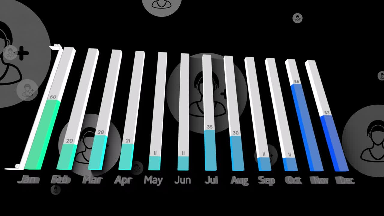 검은색 배경 위의 데이터 처리 애니메이션