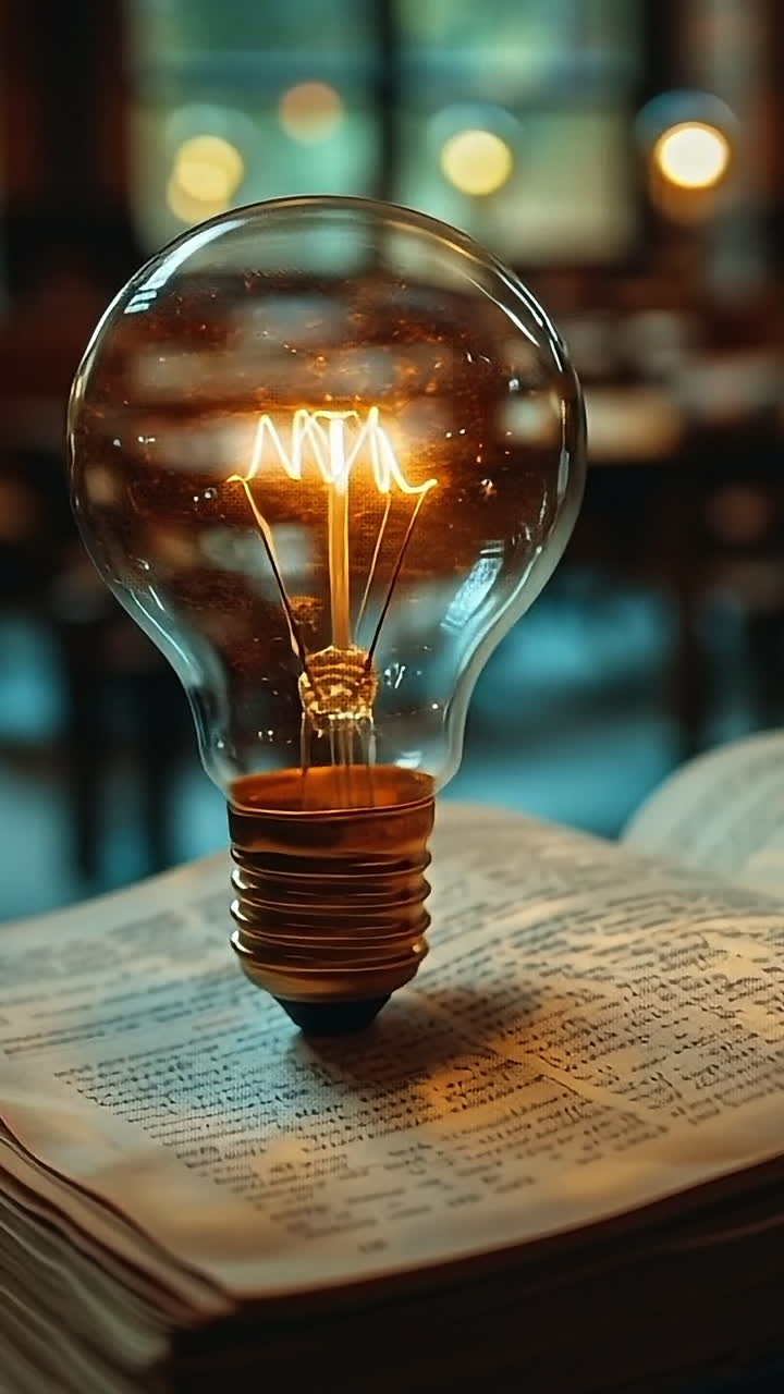 Light bulb illuminating an open book