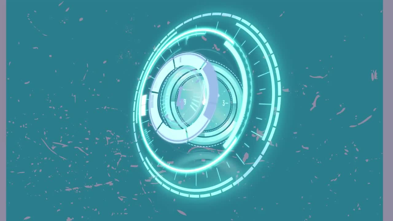 안전한 잠금과 스캐너의 애니메이션으로 시계 표면 처리가 녹색 배경에  ⁇ 어져 있습니다.