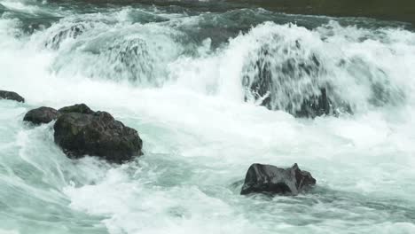 Der-Lewis-River-Wirbelt-In-Stromschnellen-Um-Felsbrocken-Herum,-Statische-Aufnahme