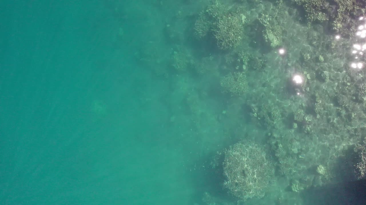 타히티 의 산호초 와 호수 의 무인 항공기 영상