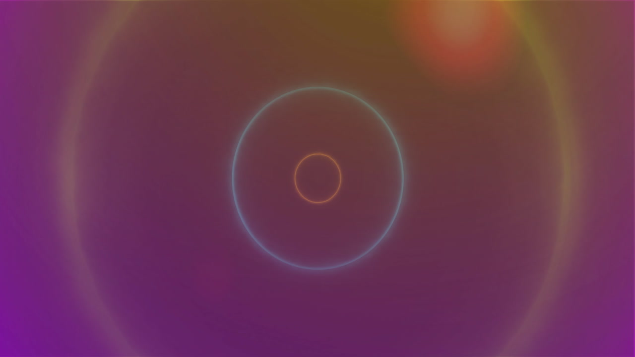 Animation of neon circles on colourful background