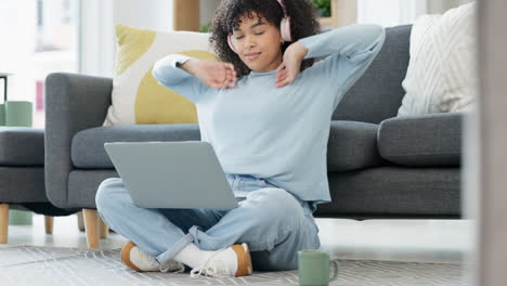 student having a break relaxing to music