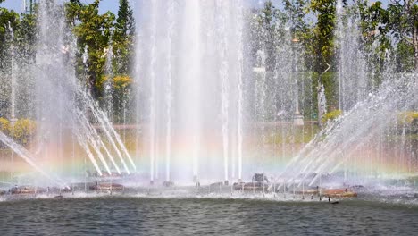 colorful fountain display with rainbow effect