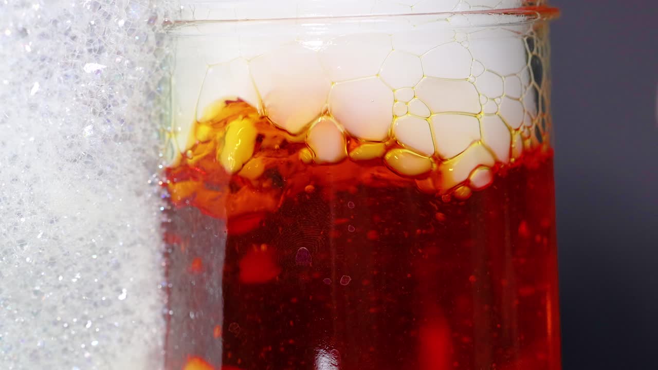 Chemical Reaction Experiment with Foam and Colored Liquids