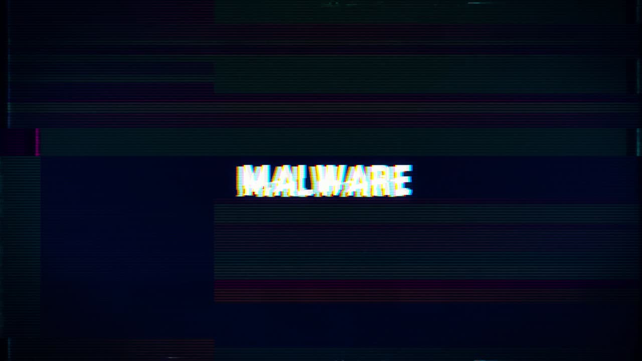 malware attack glitch text. anaglyph 3d effect. fondo retro tecnológico. aplicación de hackers, malware, concepto de virus. programa de computadora, seguridad cibernética, pantalla de canal de televisión