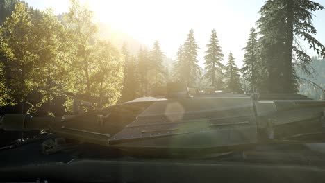 old rusty tank in forest
