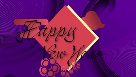 animation of happy new year text over shapes