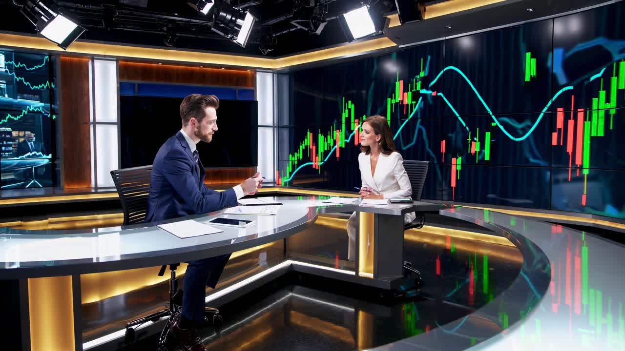 Discussione finanziaria in studio televisivo
