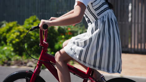 youth, kid and legs with bicycle for riding