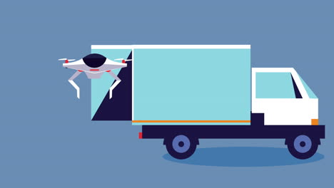 delivery service truck vehicle and drone animation