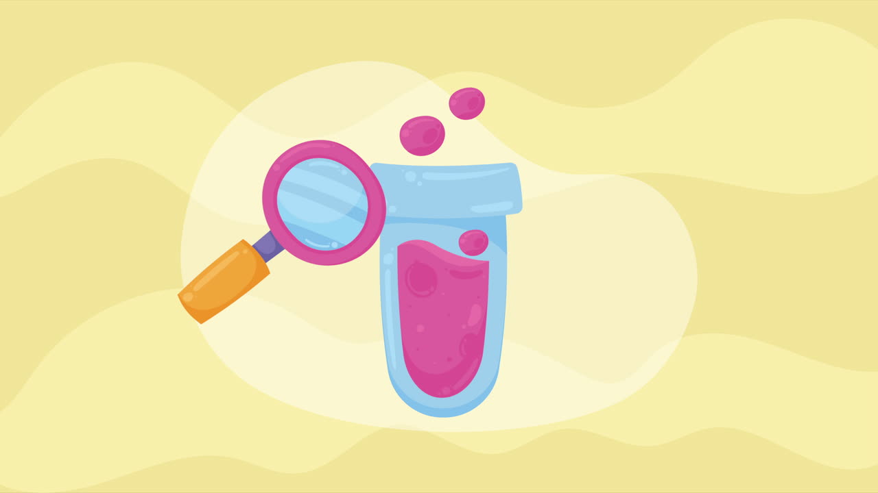 laboratory tube test with liquid pink animation