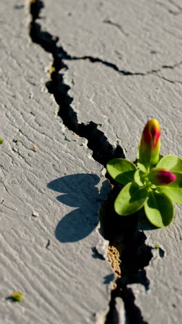 flower growing through crack in concrete