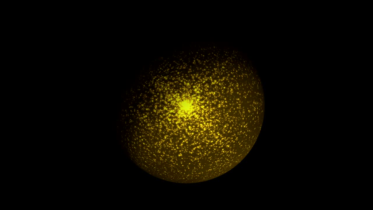 4k 구 또는 황금색 또는 노란색 먼지 입자의 공, 플레어 라이트, 원활한 추상적인 배경, 로고 및 텍스트를 위해 공간을 복사, 모션 그래픽 및 애니메이션 배경.