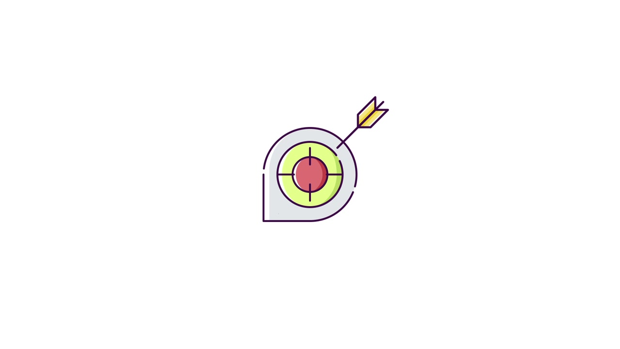 Animated Icon of Arrow Hitting Bullseye Target in Location Pin