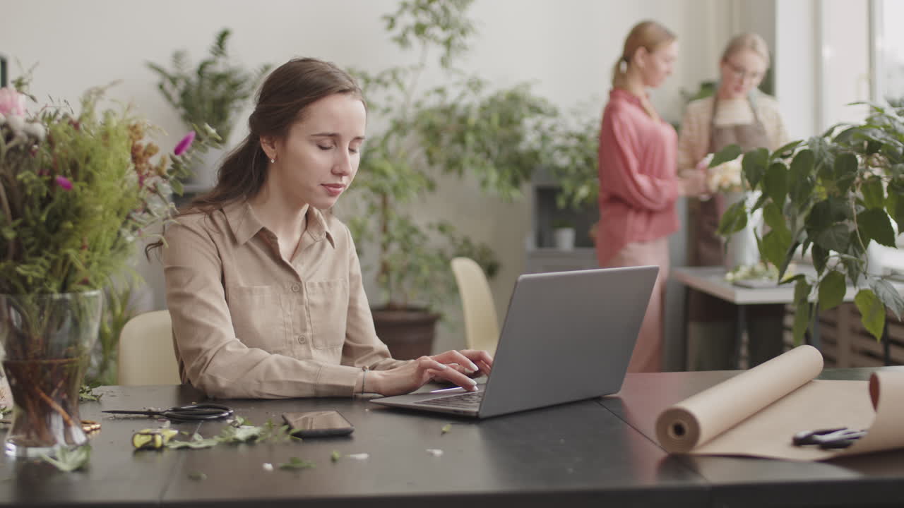 Florist Team Working on Online Orders