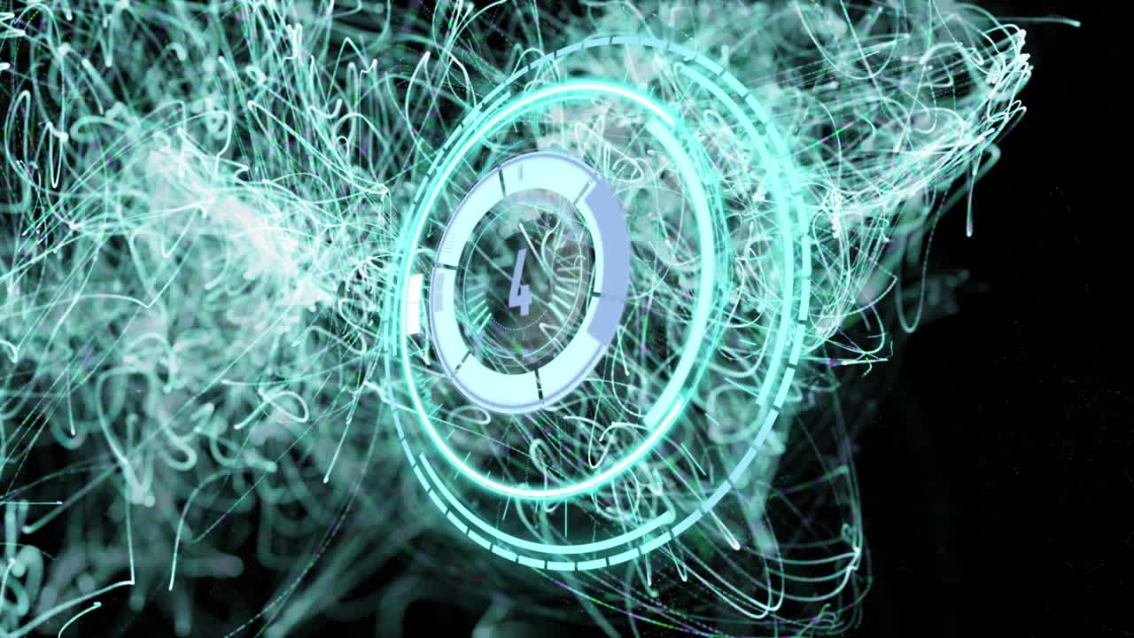 animación del conteo y las ondas verdes sobre fondo negro