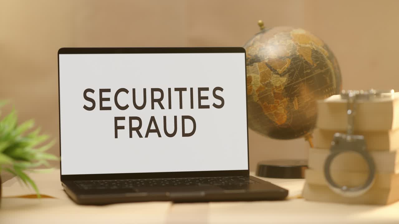 SECURITIES FRAUD DISPLAYED IN LEGAL LAPTOP SCREEN