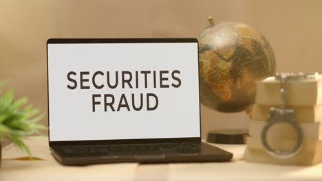 securities fraud displayed in legal laptop screen