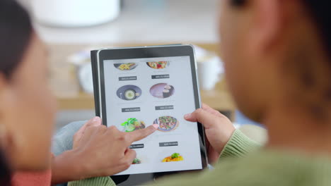 Tablet-shopping,-screen-and-people-for-food