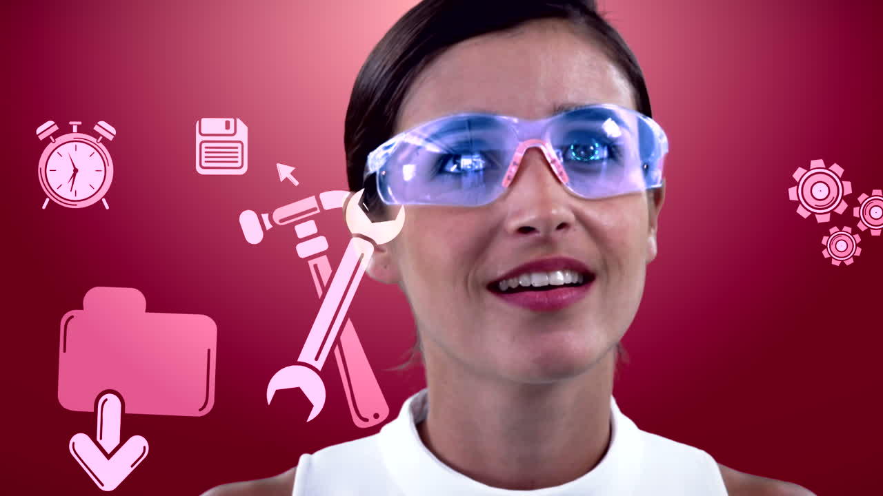 디지털로 생성된 그래픽을 보는 사업가