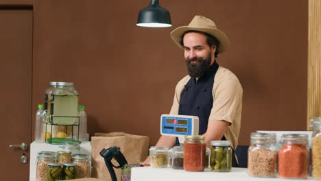 local farmer vendor weighting produce