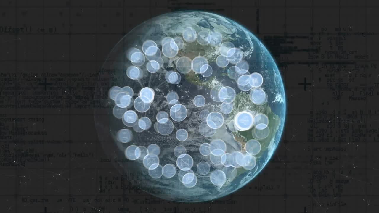 iconos de globos y aplicaciones digitales