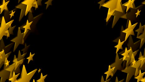 abstracto transparente 3d isométrico virtual estrella de navidad placa patrón móvil ilustración color oro en fondo negro animación de bucle sin costuras 4k, con espacio de copia central