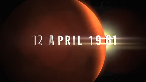 12 de abril de 1961 con un gran planeta rojo en la galaxia.