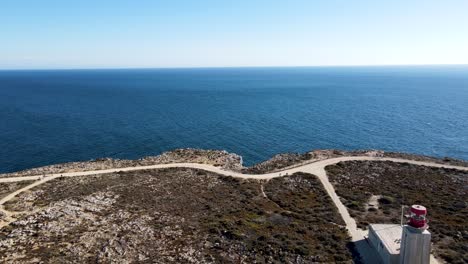 Aerial-view-of-the-edge-of-a-fortress-in-Portugal