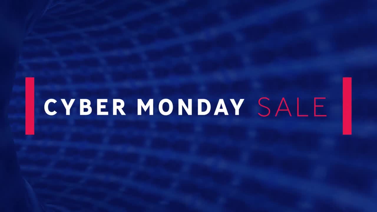 파란색 배경에 사이버 월요일 판매