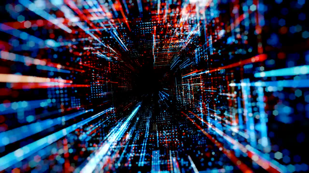 ciudad virtual digital abstracta. escaneo de la ciudad para el concepto de ataque de hackers. render 3d 4k bucle