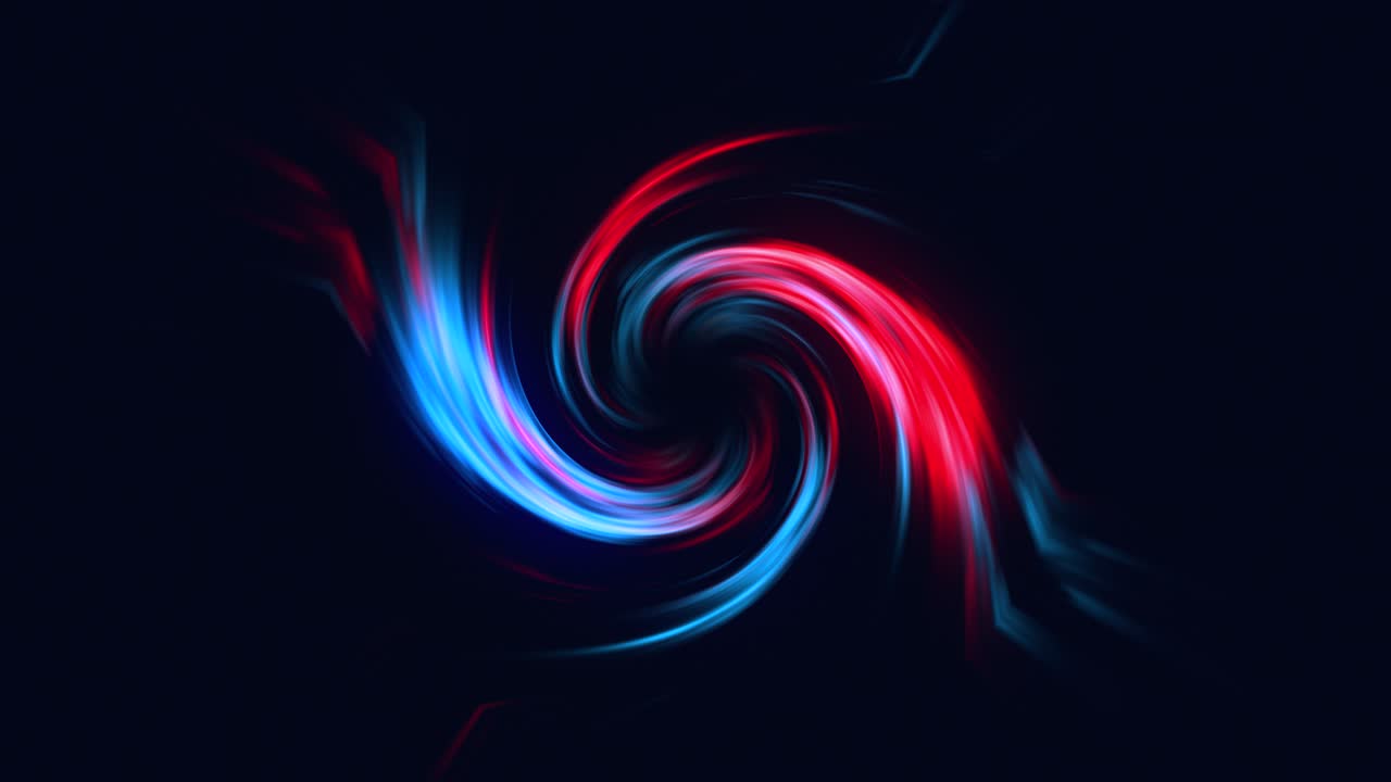 Abstract Neon glow funnel with colorful twisting rays curvy bright lines on a black background tornado energy space tunnel vortex shape visual effect 4K blue red