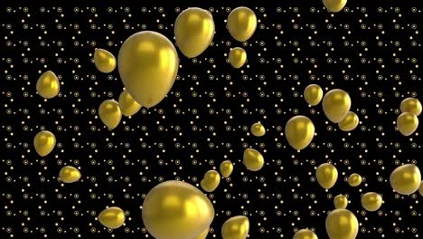 animación de globos sobre formas en movimiento