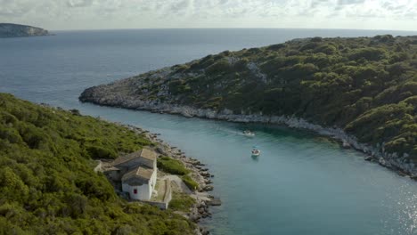 paxoi ionian island coast with boats exploring beautiful greece landscape