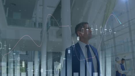 animation of statistics processing over businessman
