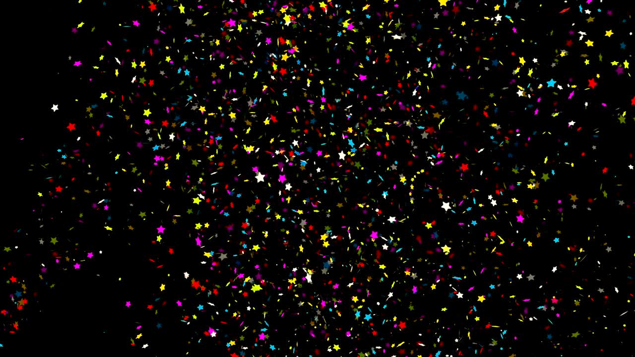 confeti colorido sobre un fondo negro