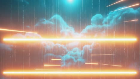 abstract digital sky with glowing light bars and streaks