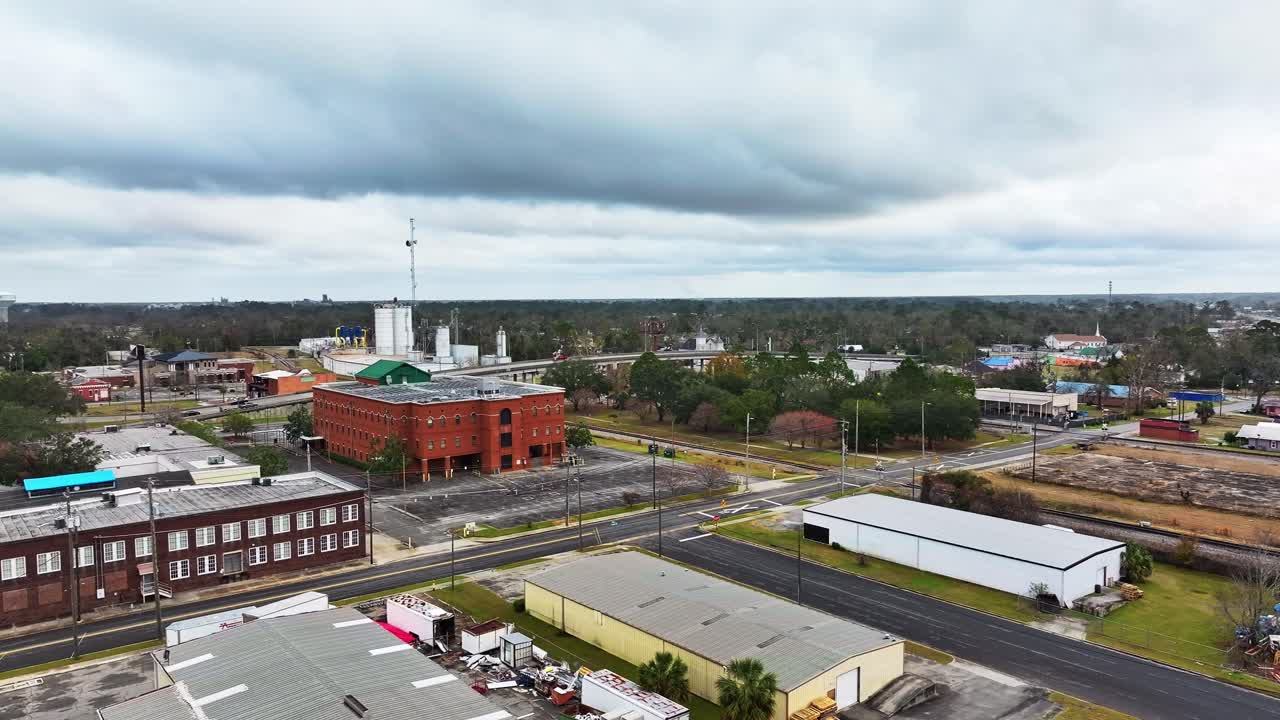 Valdosta City On Lowndes County In Southern Georgia, United States. Aerial Wide Shot
