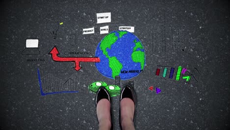 video compuesto de la tierra dibujada en el camino