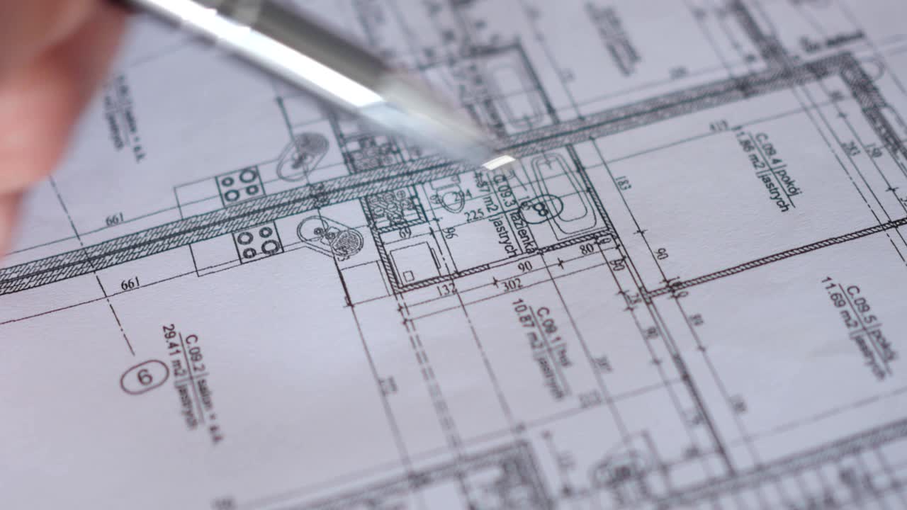 planning the layout of the flat on the plan, blueprint