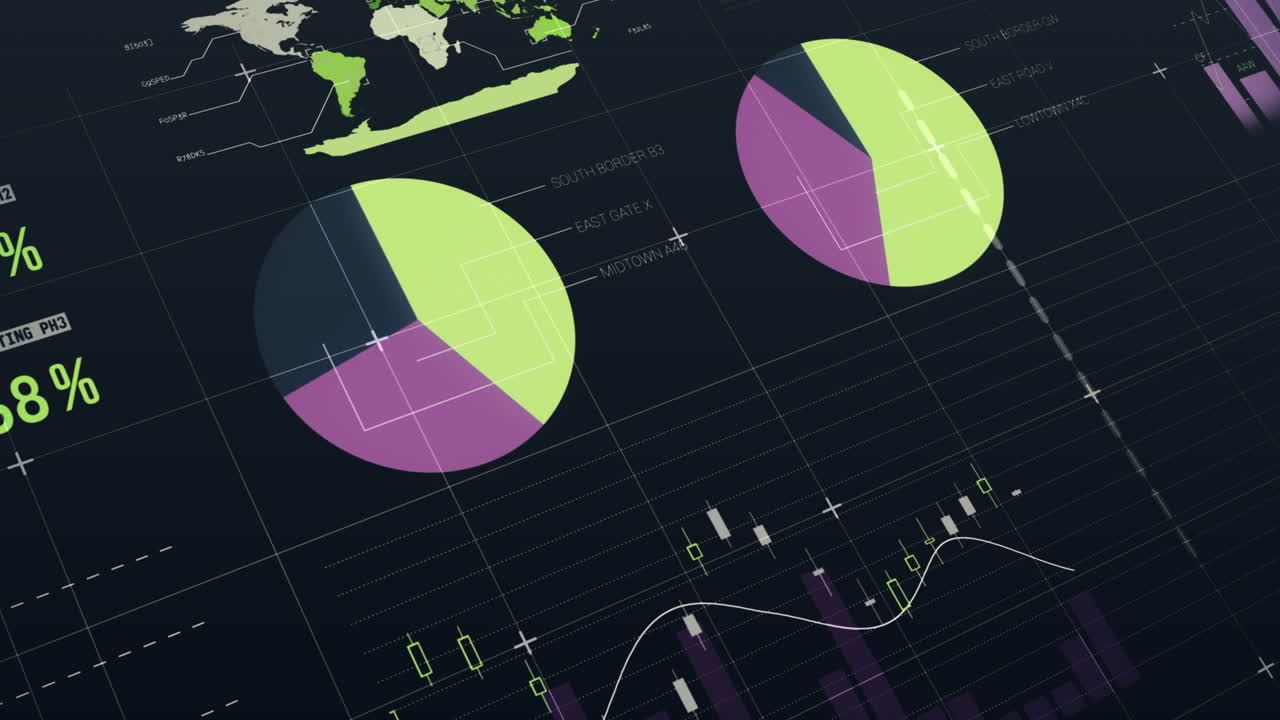 animación del procesamiento de datos financieros sobre un fondo negro